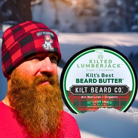 Kilt Beard Co. Kilted Lumberjack Beard Butter for Men- Best beard Moisturizer & Conditioner & Conditioner- All-Natural Shea & Mango Butter- Softens & Hydrates Dry, Coarse Beards- Cedarwood, Apple, & Cinnamon Scent