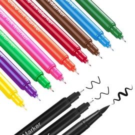Fanika 12Pcs Edible Markers for Cookie Decorating, Upgrade Double Side Ultra Fine Tip Food Coloring Pens for Cakes Decorating,Fondant,Easter Eggs,Macaron,Frosting - With 3PCS Black Set