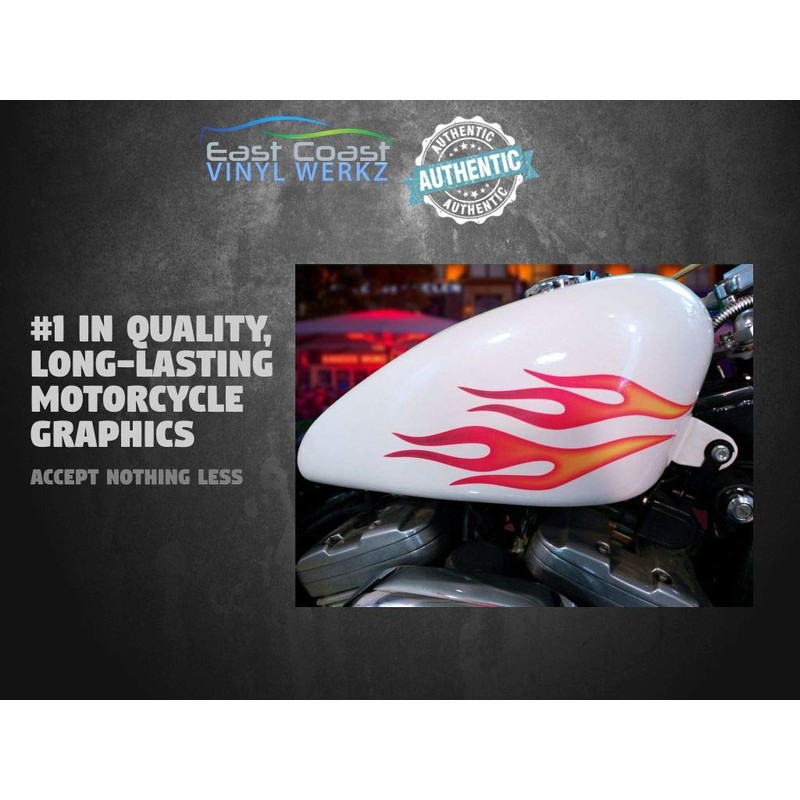 Flaming Skull Motorcycle Tank Fender Fork Decals 6 pc Set