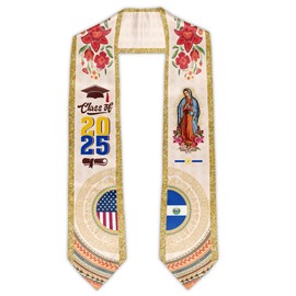 CHMKMF El Salvador Graduation Stole, Salvadoran American Flag Graduation Sash Class of 2025 Graduate Honor Stole Classic End Design