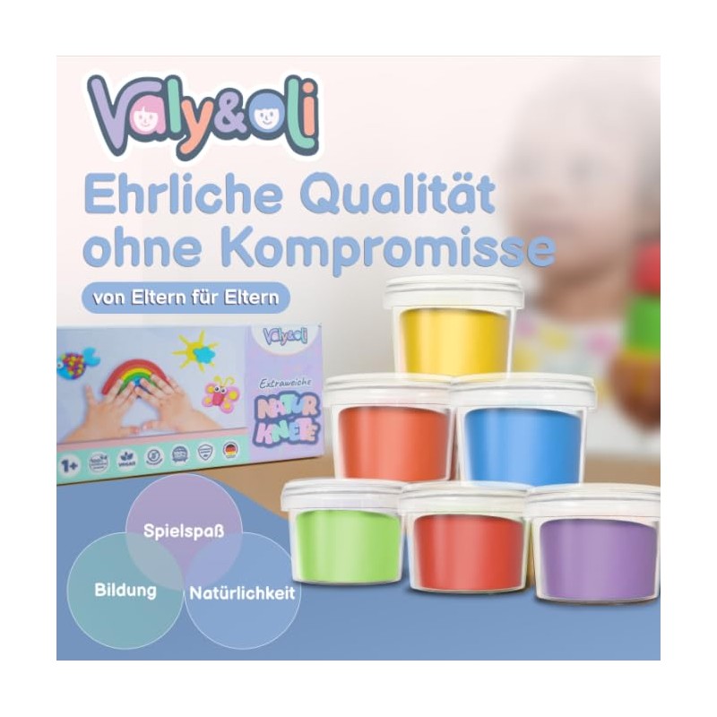 Valy&Oli® Knete - Extraweiche Naturknete - Vegane Bio Knete -