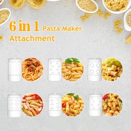 Pasta Maker Attachment for Kitchenaid Stand Mixer with 6 Different Shapes of Pasta Outlet, Durable for Kitchenaid Accessories and Attachments, Dishwasher Safe