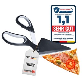 TOPANBIETER 999 Pizza Scissors with Lifter Function - 2-in-1 Pizza Cutter & Serving Aid, Japanese Stainless Steel Blades & Soft Touch Handle, Multifunctional Kitchen Scissors, 27.2 cm, Dishwasher Safe