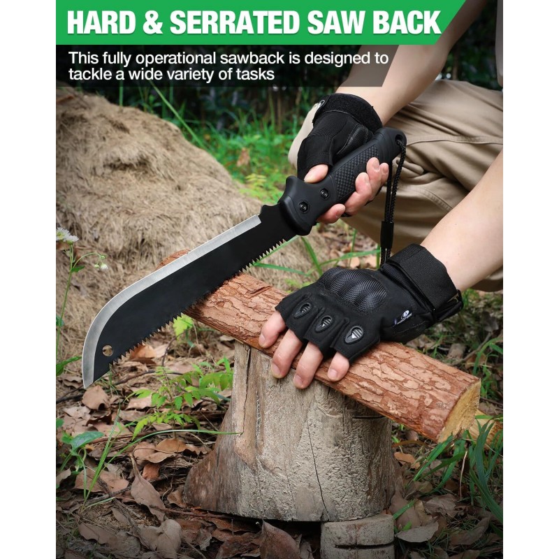 MOSSY OAK 19-inch Machete Saw Sharp Blade Machete Ergonomic No-Slip