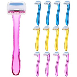 Honoson 12 maquinillas de afeitar desechables para mujer, recortadora de línea de bikini, afeitadora pequeña tipo T, accesorios de viaje duraderos, de