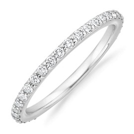 PAVOI 18K Gold Vermeil Cubic Zirconia Diamond Stackable Eternity Bands White Gold for Women Size 8