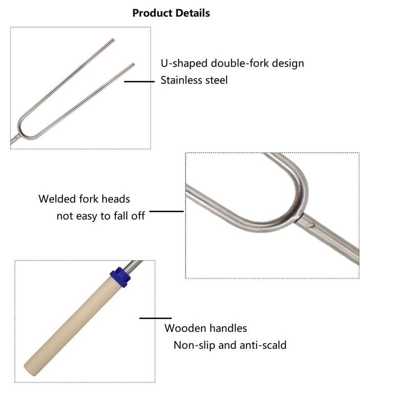 MalloMe Marshmallow Toasting Forks Kit,32" Extendable Marshmallow Sticks for Fire