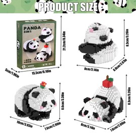 Hpbaggy 3-in-1 Panda Building Blocks Set, Cute Panda Bricks, Animal Building Block Set, Clamping Building Blocks Animal Set, Mini Animals Building Blocks Set, Gifts for Adults, Children, for Children