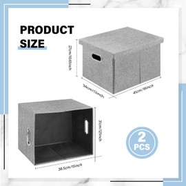 Chiisong 2 Pack File Organizer Box with 24 Hanging Filing Folders, Collapsible File Box for Hanging Files with Lids, Portable with Handle, Letter Size (Grey,macaron)