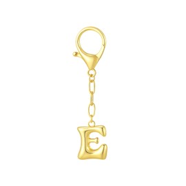 GAOKOXI Gold Bubble Initial Keychain Charm for Women Chunky Bag Purse Charms E Letter Key Chains for Handbag Cute Accessories