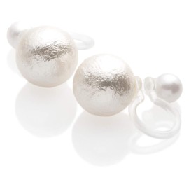 R-days Daikanyama Women's Hypoallergenic Earrings, Cotton Pearl, Resin, Non-Hole Earrings, Weddings, Made in Japan, Pearl Metal