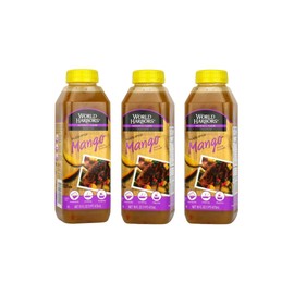World Harbors Island Mango Sauce & Marinade - Low-Calorie, Sweet & Tangy Perfect Sauce for Chicken, Fish, Beef, Wings, Dipping, Stir-Frying, Salad Dressing. Made in USA 16-Fl Oz Bottle (Pack of 3)