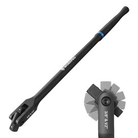 WORKPRO 16-inch Dual Drive Breaker Bar, 3/8" & 1/2" Drive, Heavy Duty Breaker Bars with 360° Flex Head, Spring-loaded Detent Ball, CR-MO Head, Premium Chrome Vanadium Steel with Black Phosphate Finish