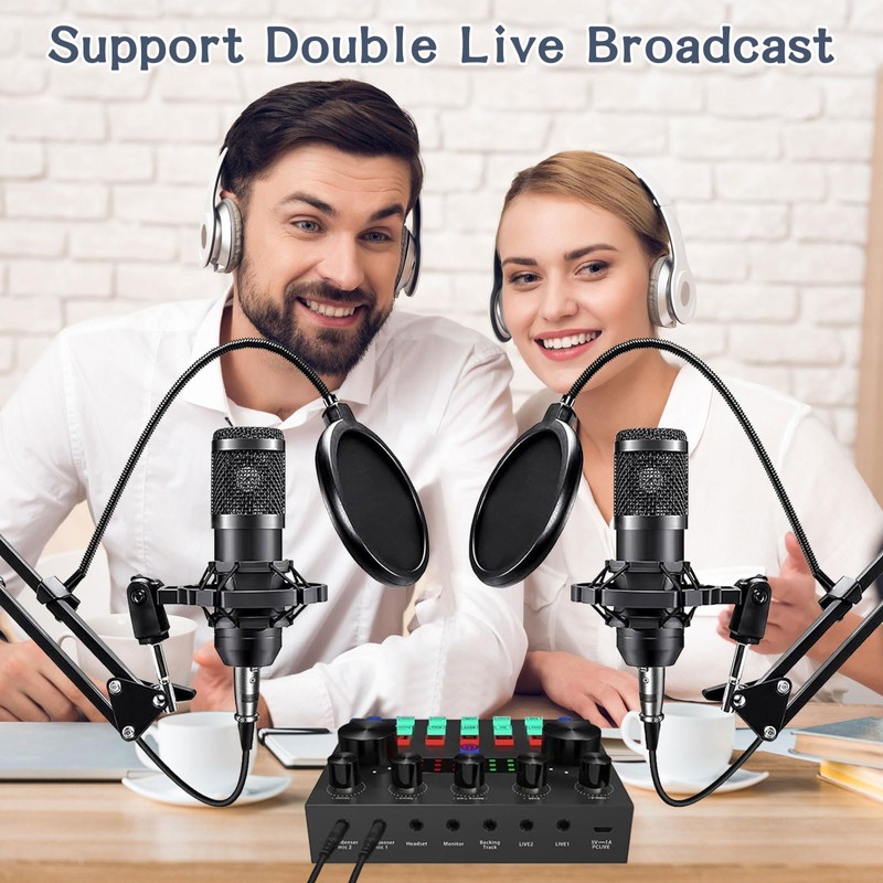 Podcast Equipment Bundle For 2, ALPOWL Audio Interface with Cardioid