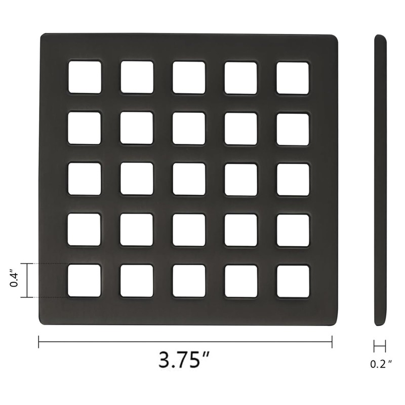 3.75" Shower Drain Cover - Square Floor Drain Cover -
