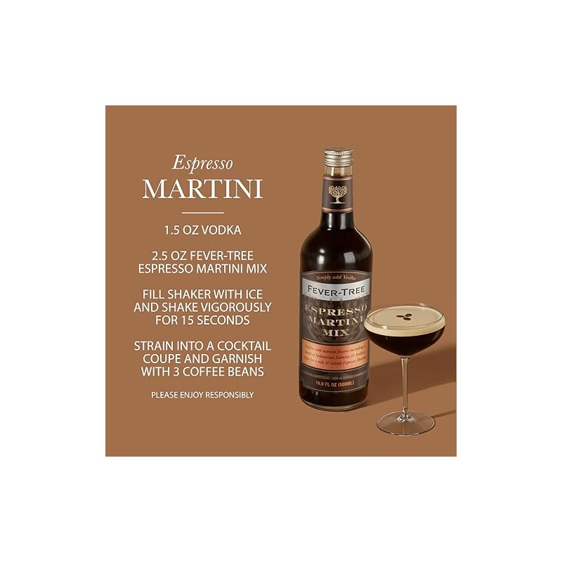 FEVER-TREE Espresso Martini Mix, 16.9 FZ. Mezcla para Cóctel Espresso
