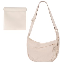 RVLZKCPG Women's Half Moon Crossbody Bag, Fashionable Nylon Shoulder Bag, Half Moon Bag, Adjustable Shoulder Strap, Half Moon Bag with 1 Coin Purse for Leisure, Work, Travel (Khaki), khaki, 35*24*6cm