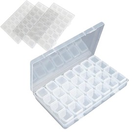 3 Piezas Caja de Plástico Transparente con 28 Compartimentos Extraíbles, para Almacenar Pequeños Objetos.caja organizadora con divisiones,caja organiz