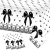 3Pcs Black Bow Tablecloths Disposable Rectangle Waterproof Table Cover Bow