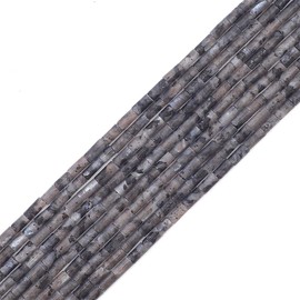 BEADIA Natural Black Spectrolite Tube Beads Cylinder 2x4mm 38cm/Strand Stone Beads for Jewelry Making