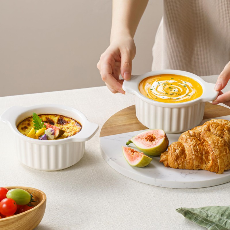 Gacoree French Onion Soup Bowls with Handles, 12 Oz Ramekins