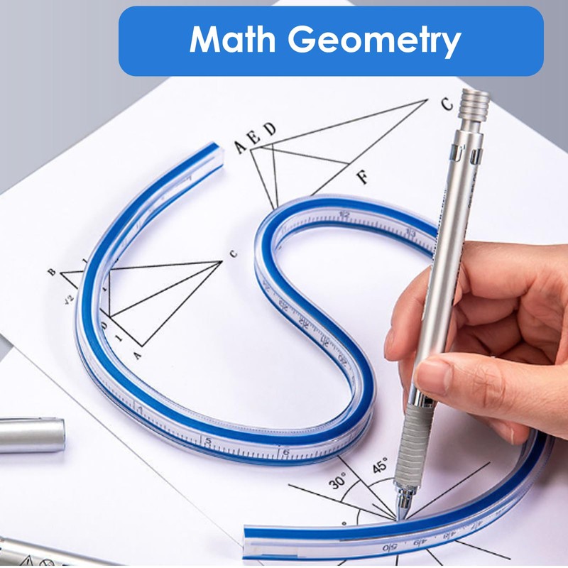 Flexible Curve Ruler Plastic Blue White Curve Flex Design Ruler