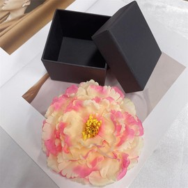 Dainty Big Peony Flower Brooches Pins Flowers Brooch Classic for Wedding Party Dance Banquet for Women Lapel Pins Dress Suit Clothes Accessories Jewelry Valentine's Day Gifts 120mm (Pink yellow)