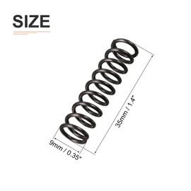 DTGN 1.2x9x35mm(DxODxL) Compression Spring - 10Pack - Good for Machinery - Spring Steel Extension Spring - Black