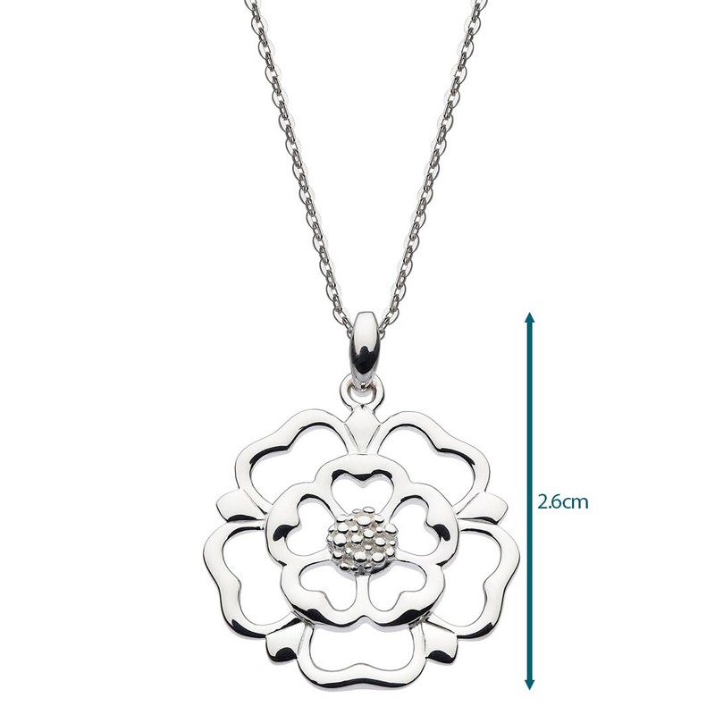 Heritage Dew Sterling Silver Open Tudor Rose Necklace of Length