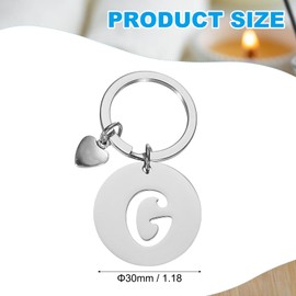 PATIKIL Initial Letter KeyChain, Stainless Steel Disc Letter A-Z Charm Keychain Cute Metal Heart Alphabet Keyring for Keys Handbag Purse Backpack, Silver (G)