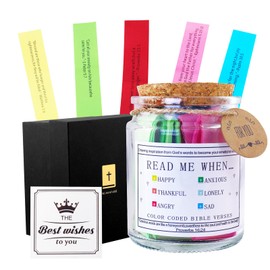 Bible Verse Jar, Read Me When Needed Bible Verses Jar, Christian Gift for Women, Men, Moms, Dads, Friends, Birthday & Graduation Gifts, Christmas Gifts
