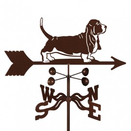 EZ Vane Basset Hound Dog Weathervane — Garden Mount, Wind Cups, Antique Copper Finish, Steel with Durable Triple Powder Coating, Handcrafted in USA