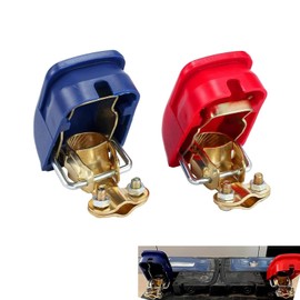 Bawkars 2 PCS Quick Release Battery Terminal, Automotive Battery Clamps, Negative and Positive Quick Disconnect Battery Terminal Connectors, Universal for Most Cars (Blue & Red)