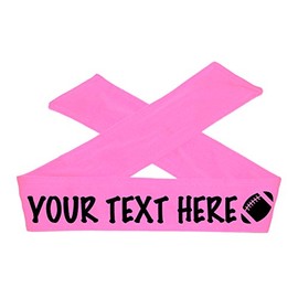 DESIGN YOUR OWN CUSTOM TIE FOOTBALL HEADBAND - NO SPARKLE FLAT LETTERS - FOOTBALL (HOT PINK)