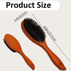 Boar Bristle Hair Brush - Natural Soft Bristles Comb for Fine and Thin Hair, Soft Hair Brush with Wooden Handle, Reduce Frizz Restore Shine For Women Flexible Hair Men Beard Children(Brown, 1 Pcs)