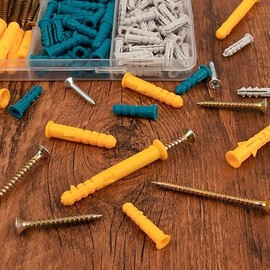 Timotech Juego de Anclajes y Tornillos para Panel de Yeso, Concreto y Madera, 270 Piezas, Anclajes Resistentes para Pared, Tornillos Galvanizados de C