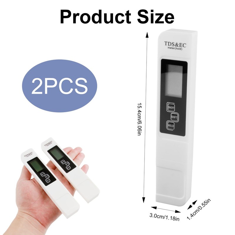 2 Pack TDS Tester - 3-in-1 Water Quality Tester -