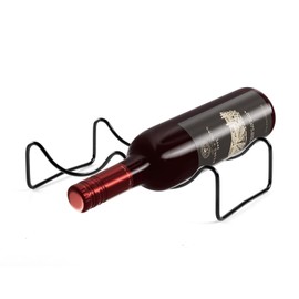 TONLEA Countertop Wine Rack, 2 Bottles Wine Storage, Metal Wine Holder, Cup and Water Bottle Organizer for Cabinet, Pantry, Black