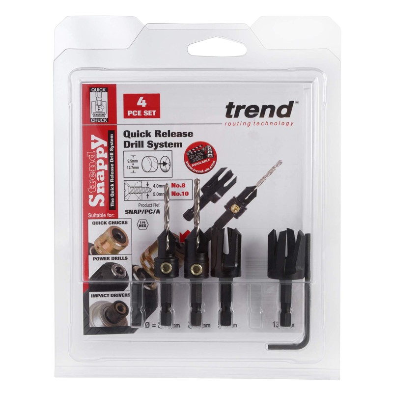 Trend SNAP/PC/A Snappy 4-Piece Countersink Drill Bit Set
