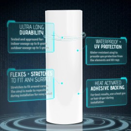 Solutions Gloss White Glossy Vinyl Wrap Film Decal Bubble Free Air Release - 36" x 60" In