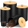 Reallnaive 4 Pcs Black Coffee Canister Set for Kitchen Countertop