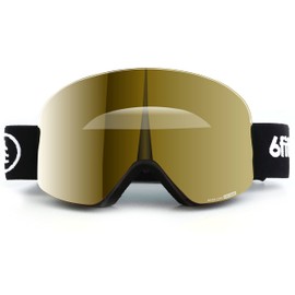 6fiftyfive Ski Goggles Men & Women - Frameless, Wide View, Magnetic Quick Change Lens, 100% UV400, Anti Fog, OTG (Full REVO Gold - VLT 22%)