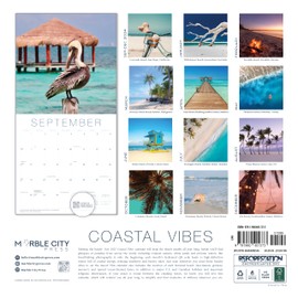 Beach Calendar 2025 | 12" x 24" Coastal Vibes Beaches Wall Calendar 12 Month | Marble City Press | Serene Sea, Coastal, Tropical, Boho Islands, Ocean Waves | 2024-2025 Calendar