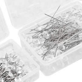 100 Pcs Diamond Crystal Head Pins, Clear Diamante Pins, Hijab Pins, Hat Pins,Diamante Pins for Flowers, Bouquet Pins, for Wedding, Decorations, Diy Sewing Craft Boutonniere