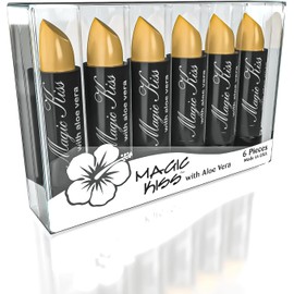 Magic Kiss Juego De 6 Pintalabios Con Aloe Vera Que Cambian De Color (Dorado)