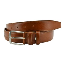 Conte Massimo Men's Genuine Leather Belt with Stitching, Brown leather