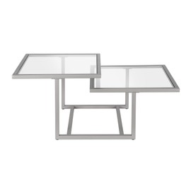 Henn&Hart 43" Wide Square Coffee Table in Nickel, Modern coffee tables for living room, studio apartment essentials