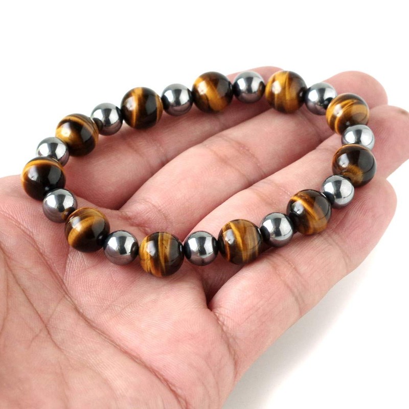 GOLD STONE Natural Stone Power Stone Bracelet, AAA Tiger Eye,