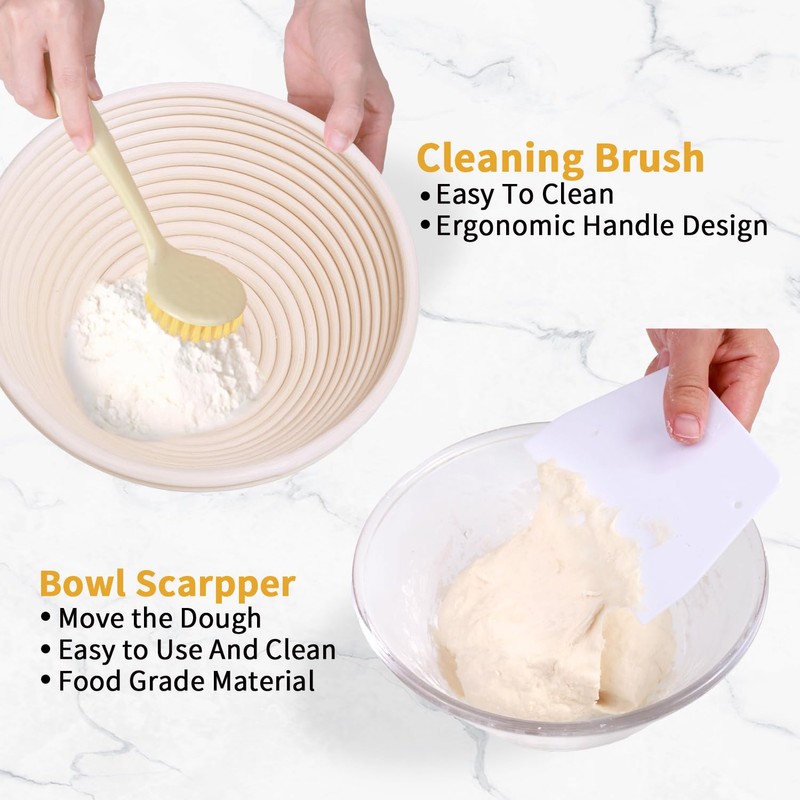 Banneton Bread Proofing Basket Set of 2, 9 Inch Round