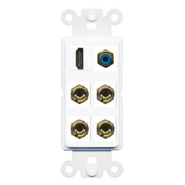 RiteAV 2 Speaker 4 Banana Binding Post Wall Plate with 1 HDMI and RCA Jack - Rocker [White]